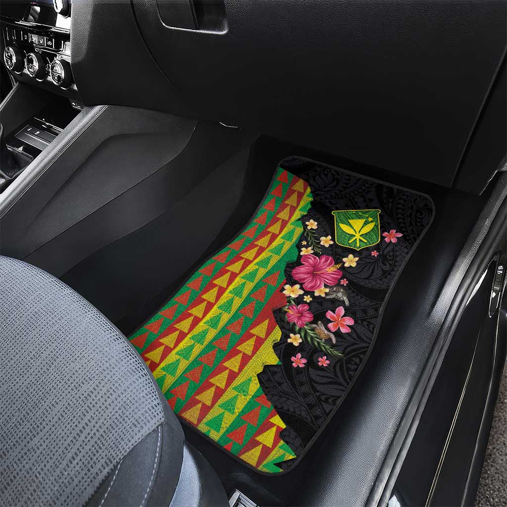 Hawaiian Independence Day Car Mats Kanaka Maoli Symbols With Tapa Motifs and Tropical Plants LT03 - Polynesian Pride