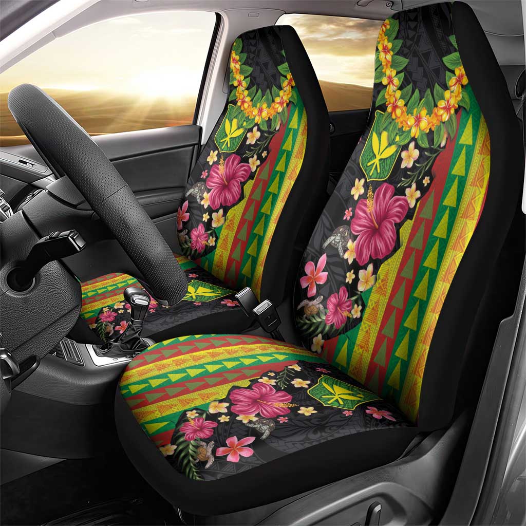 Hawaiian Independence Day Car Seat Cover Kanaka Maoli Symbols With Tapa Motifs and Tropical Plants LT03 - Polynesian Pride