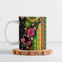Hawaiian Independence Day Ceramic Mug Kanaka Maoli Symbols With Tapa Motifs and Tropical Plants LT03 Black - Polynesian Pride