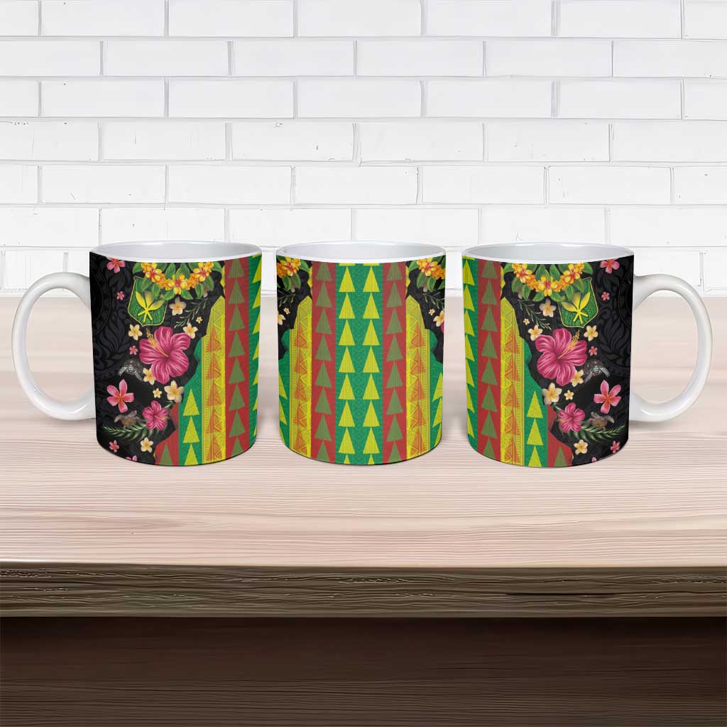 Hawaiian Independence Day Ceramic Mug Kanaka Maoli Symbols With Tapa Motifs and Tropical Plants LT03 - Polynesian Pride