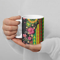 Hawaiian Independence Day Ceramic Mug Kanaka Maoli Symbols With Tapa Motifs and Tropical Plants LT03 - Polynesian Pride