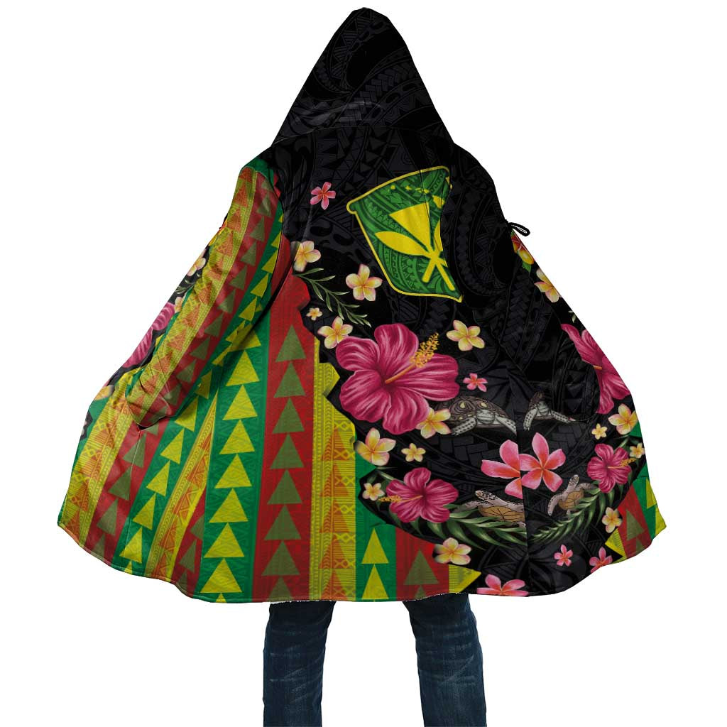 Hawaiian Independence Day Cloak Kanaka Maoli Symbols With Tapa Motifs and Tropical Plants LT03 Unisex Black - Polynesian Pride