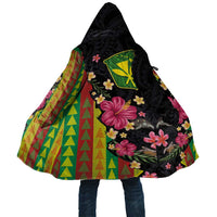 Hawaiian Independence Day Cloak Kanaka Maoli Symbols With Tapa Motifs and Tropical Plants LT03 Unisex Black - Polynesian Pride