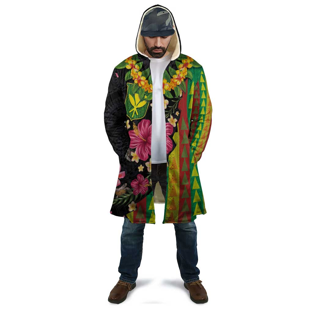 Hawaiian Independence Day Cloak Kanaka Maoli Symbols With Tapa Motifs and Tropical Plants LT03 - Polynesian Pride