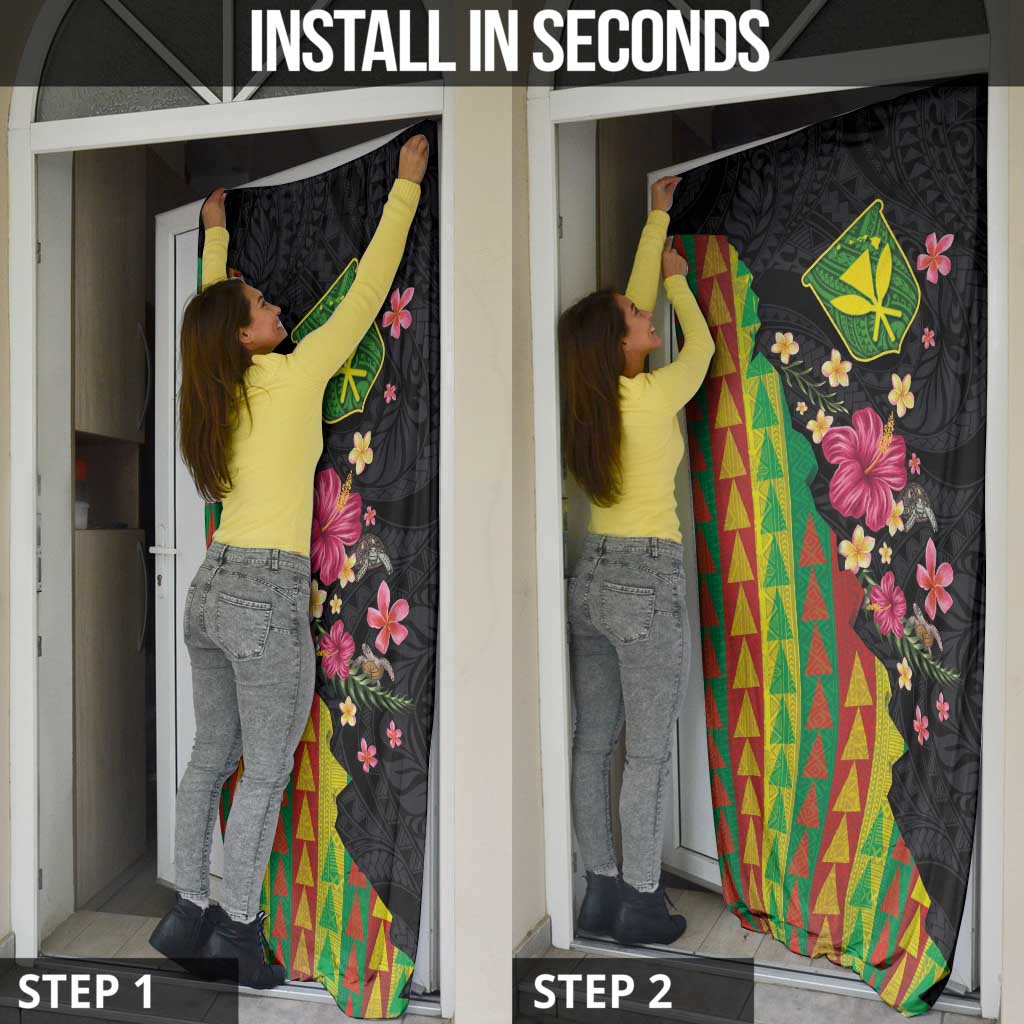 Hawaiian Independence Day Door Cover Kanaka Maoli Symbols With Tapa Motifs and Tropical Plants LT03 - Polynesian Pride