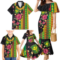 Hawaiian Independence Day Family Matching Mermaid Dress and Hawaiian Shirt Kanaka Maoli Symbols With Tapa Motifs and Tropical Plants LT03 - Polynesian Pride