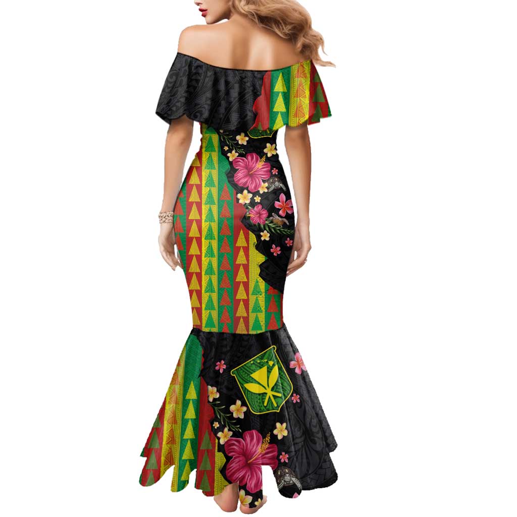 Hawaiian Independence Day Family Matching Mermaid Dress and Hawaiian Shirt Kanaka Maoli Symbols With Tapa Motifs and Tropical Plants LT03 - Polynesian Pride