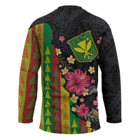 Hawaiian Independence Day Hockey Jersey Kanaka Maoli Symbols With Tapa Motifs and Tropical Plants LT03 - Polynesian Pride
