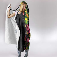 Hawaiian Independence Day Hooded Blanket Kanaka Maoli Symbols With Tapa Motifs and Tropical Plants LT03 - Polynesian Pride