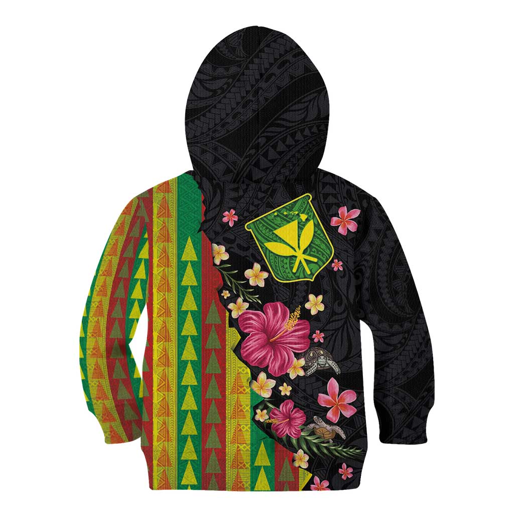 Hawaiian Independence Day Kid Hoodie Kanaka Maoli Symbols With Tapa Motifs and Tropical Plants LT03 - Polynesian Pride