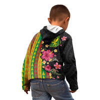 Hawaiian Independence Day Kid Hoodie Kanaka Maoli Symbols With Tapa Motifs and Tropical Plants LT03 - Polynesian Pride