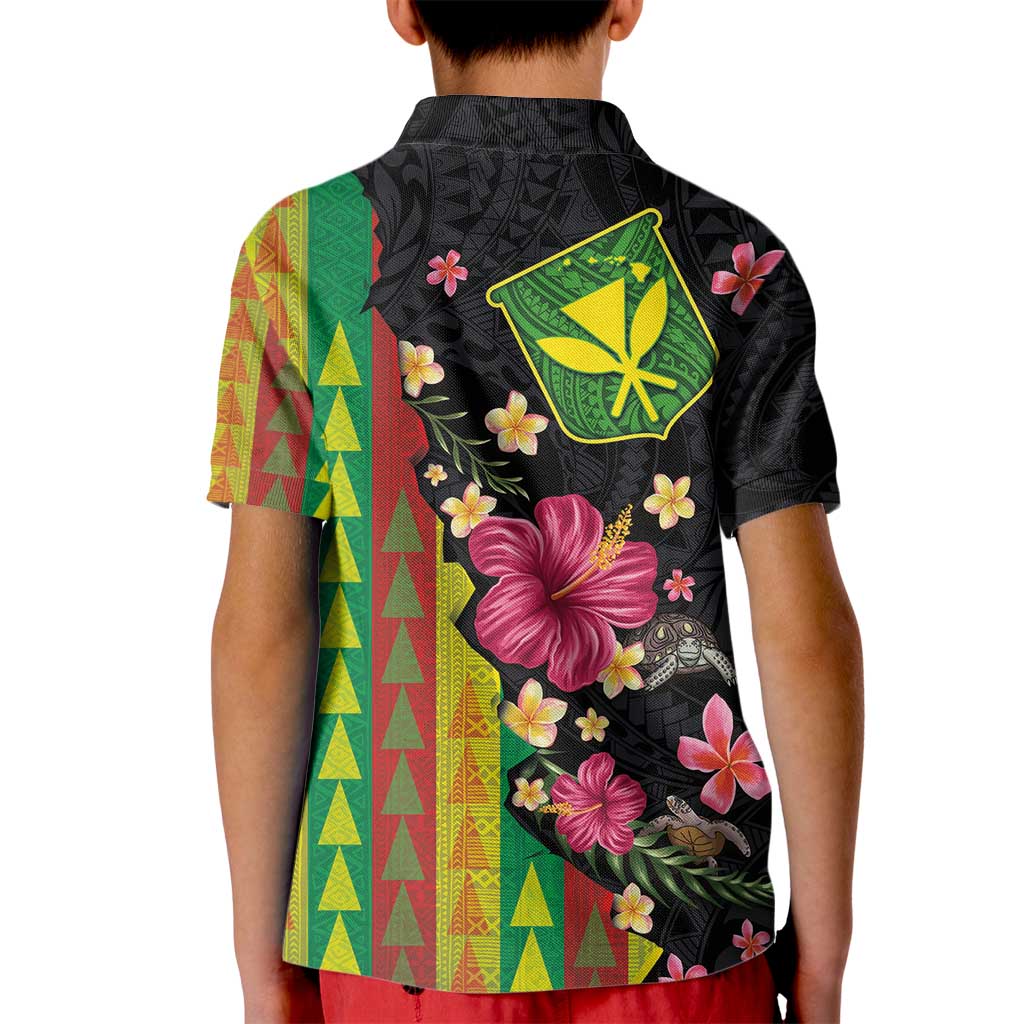 Hawaiian Independence Day Kid Polo Shirt Kanaka Maoli Symbols With Tapa Motifs and Tropical Plants LT03 - Polynesian Pride