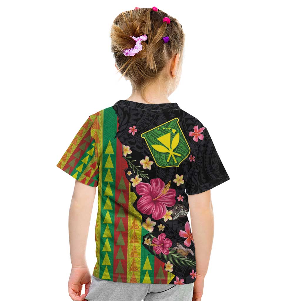 Hawaiian Independence Day Kid T Shirt Kanaka Maoli Symbols With Tapa Motifs and Tropical Plants LT03 - Polynesian Pride