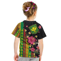 Hawaiian Independence Day Kid T Shirt Kanaka Maoli Symbols With Tapa Motifs and Tropical Plants LT03 - Polynesian Pride