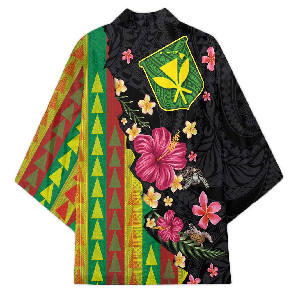 Hawaiian Independence Day Kimono Kanaka Maoli Symbols With Tapa Motifs and Tropical Plants LT03 - Polynesian Pride