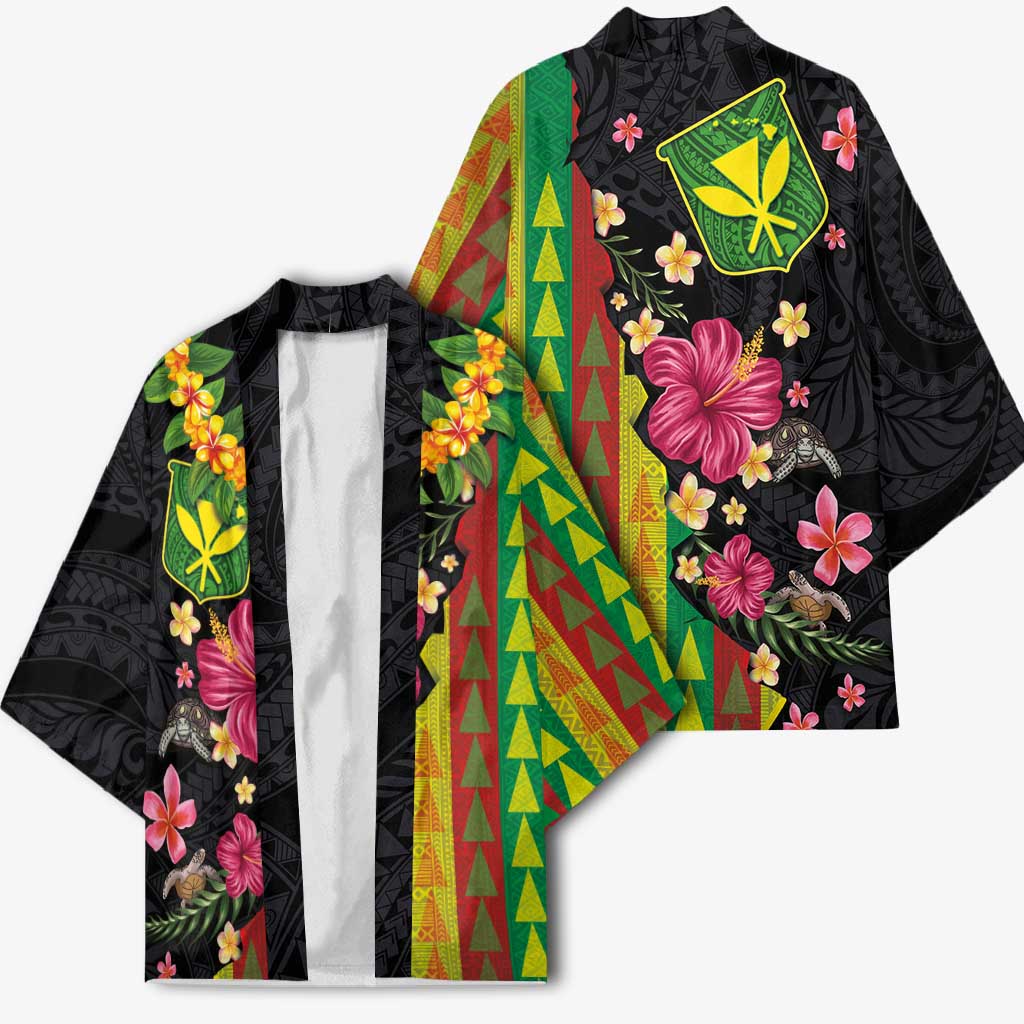 Hawaiian Independence Day Kimono Kanaka Maoli Symbols With Tapa Motifs and Tropical Plants LT03 - Polynesian Pride