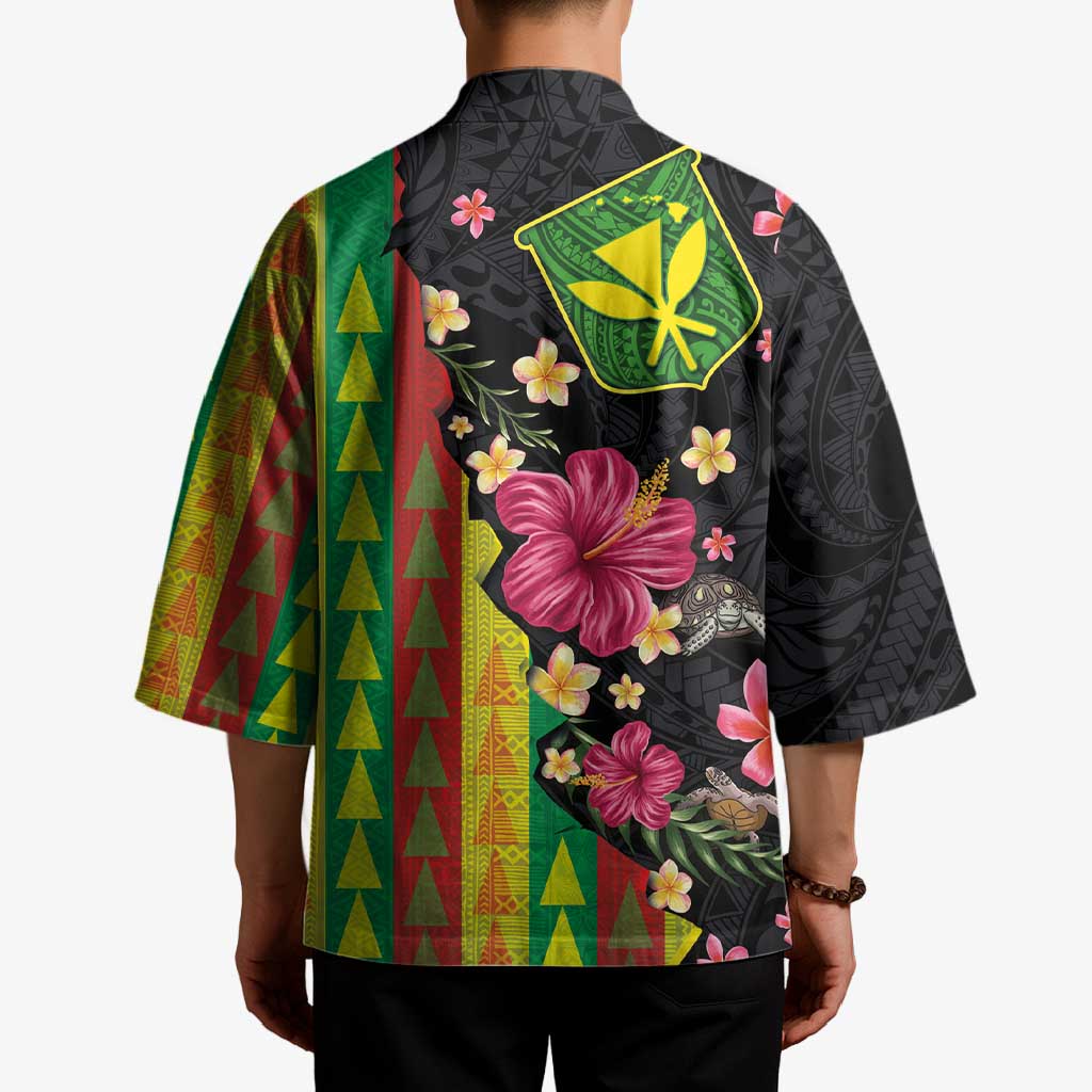 Hawaiian Independence Day Kimono Kanaka Maoli Symbols With Tapa Motifs and Tropical Plants LT03 - Polynesian Pride