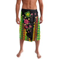 Hawaiian Independence Day Lavalava Kanaka Maoli Symbols With Tapa Motifs and Tropical Plants LT03 Black - Polynesian Pride