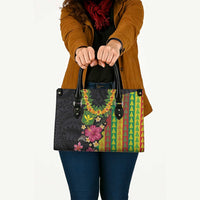 Hawaiian Independence Day Leather Bag Kanaka Maoli Symbols With Tapa Motifs and Tropical Plants LT03 - Polynesian Pride