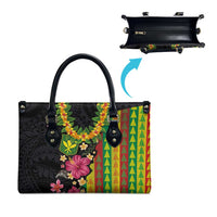 Hawaiian Independence Day Leather Bag Kanaka Maoli Symbols With Tapa Motifs and Tropical Plants LT03 - Polynesian Pride