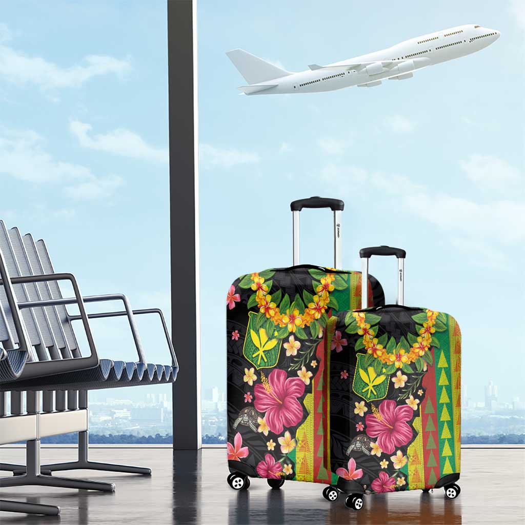 Hawaiian Independence Day Luggage Cover Kanaka Maoli Symbols With Tapa Motifs and Tropical Plants LT03 - Polynesian Pride