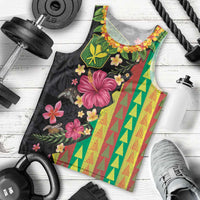 Hawaiian Independence Day Men Tank Top Kanaka Maoli Symbols With Tapa Motifs and Tropical Plants LT03 - Polynesian Pride
