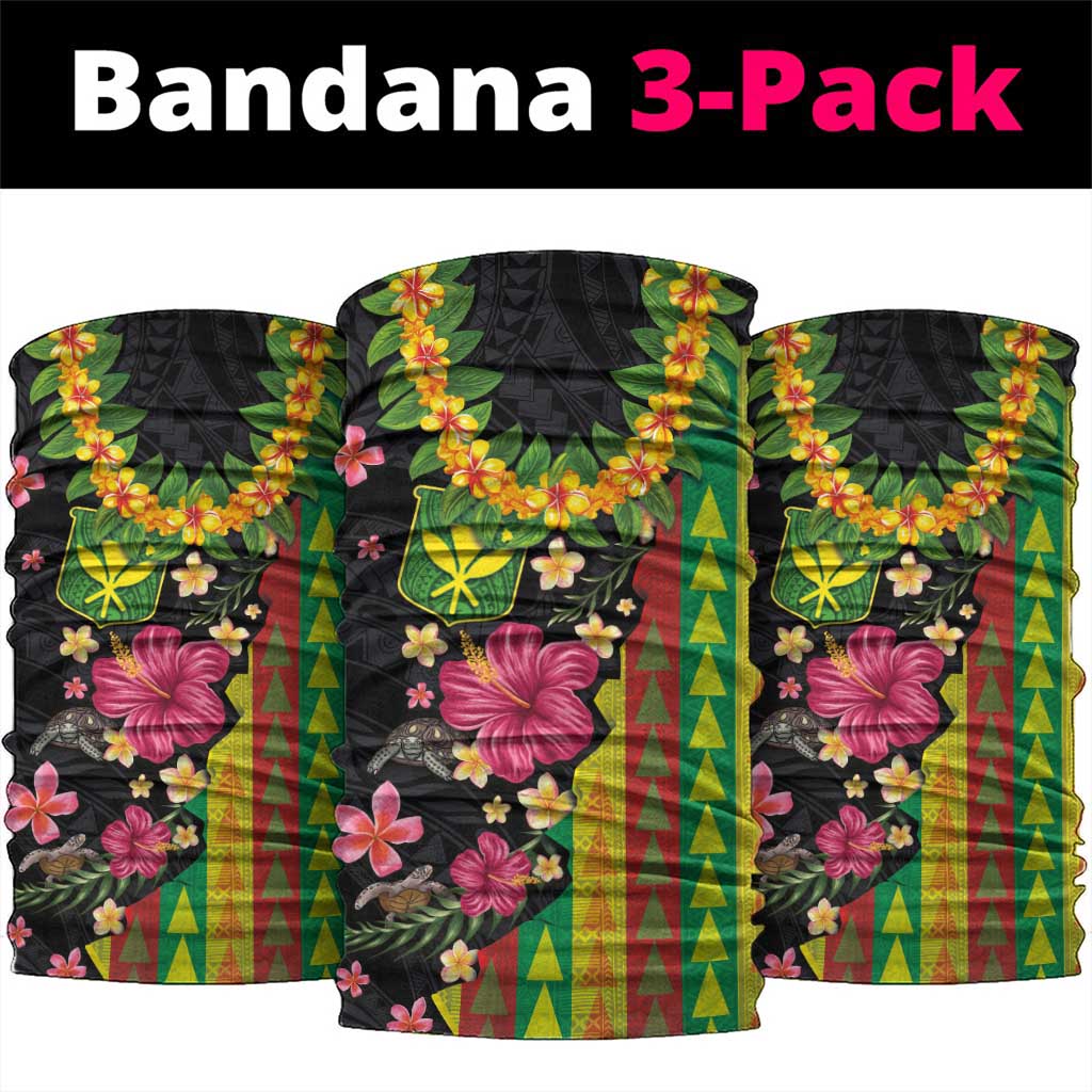 Hawaiian Independence Day Neck Gaiter Kanaka Maoli Symbols With Tapa Motifs and Tropical Plants LT03 package One Size: 25*50cm Black - Polynesian Pride