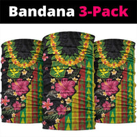 Hawaiian Independence Day Neck Gaiter Kanaka Maoli Symbols With Tapa Motifs and Tropical Plants LT03 package One Size: 25*50cm Black - Polynesian Pride