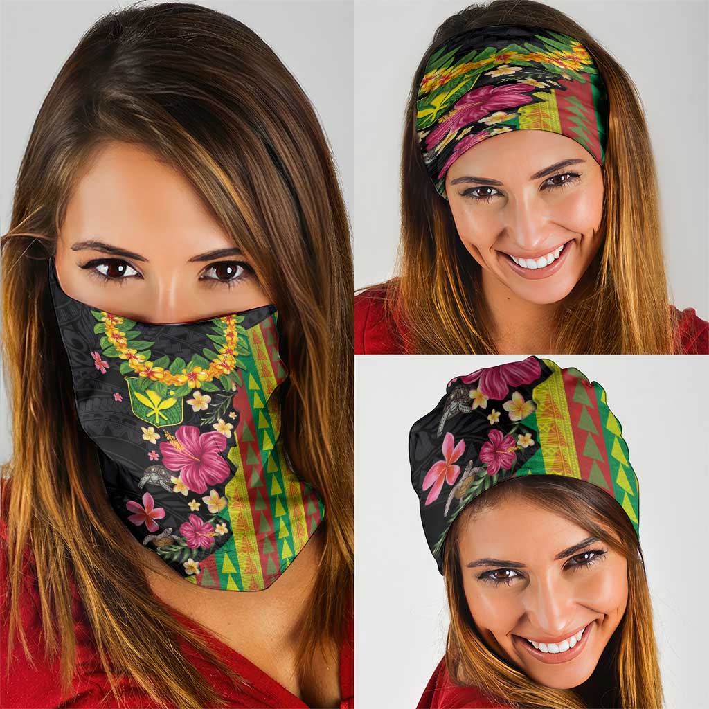 Hawaiian Independence Day Neck Gaiter Kanaka Maoli Symbols With Tapa Motifs and Tropical Plants LT03 - Polynesian Pride