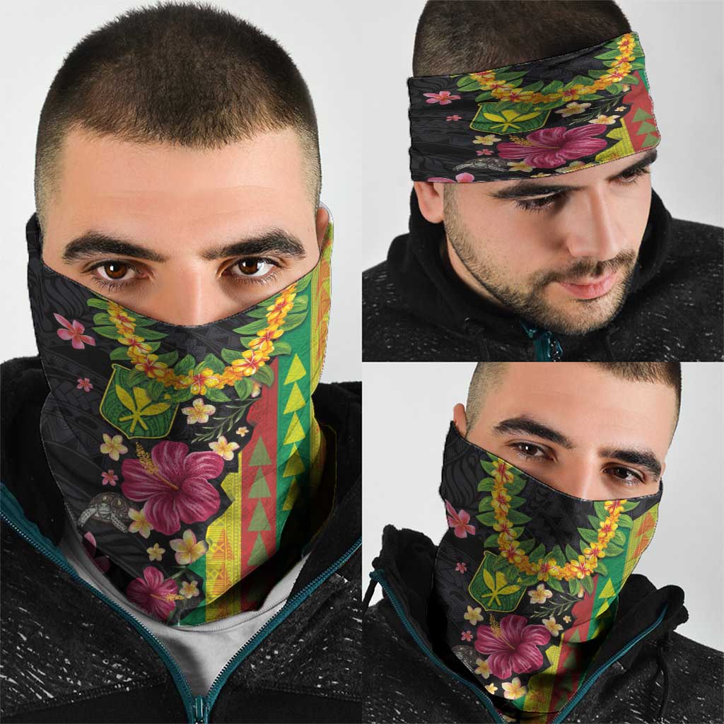 Hawaiian Independence Day Neck Gaiter Kanaka Maoli Symbols With Tapa Motifs and Tropical Plants LT03 - Polynesian Pride