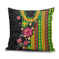 Hawaiian Independence Day Pillow Cover Kanaka Maoli Symbols With Tapa Motifs and Tropical Plants LT03 Black - Polynesian Pride