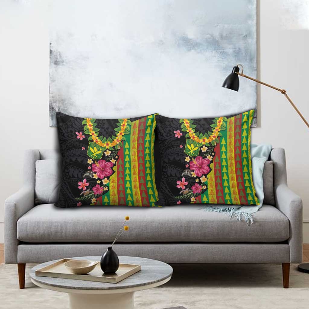 Hawaiian Independence Day Pillow Cover Kanaka Maoli Symbols With Tapa Motifs and Tropical Plants LT03 - Polynesian Pride