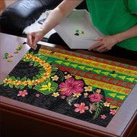 Hawaiian Independence Day Puzzle Kanaka Maoli Symbols With Tapa Motifs and Tropical Plants LT03 - Polynesian Pride