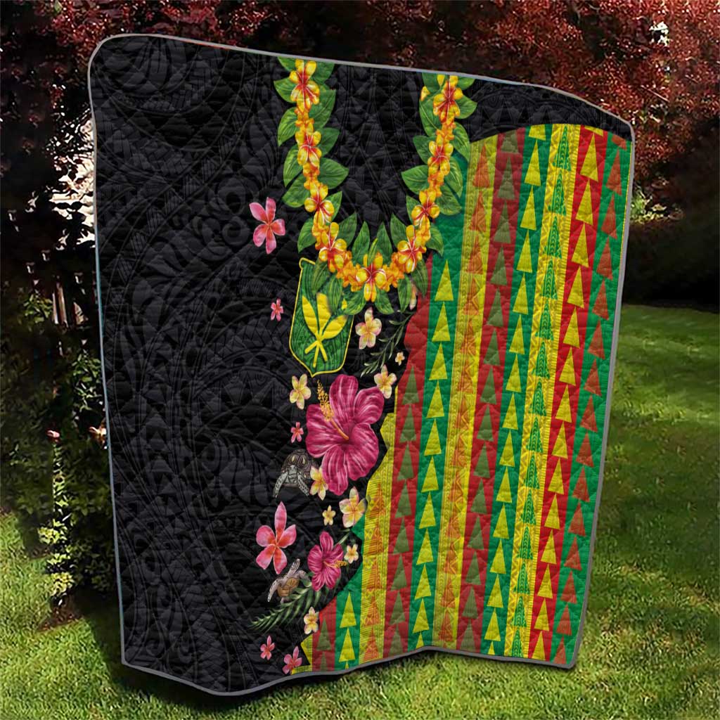 Hawaiian Independence Day Quilt Kanaka Maoli Symbols With Tapa Motifs and Tropical Plants LT03 - Polynesian Pride