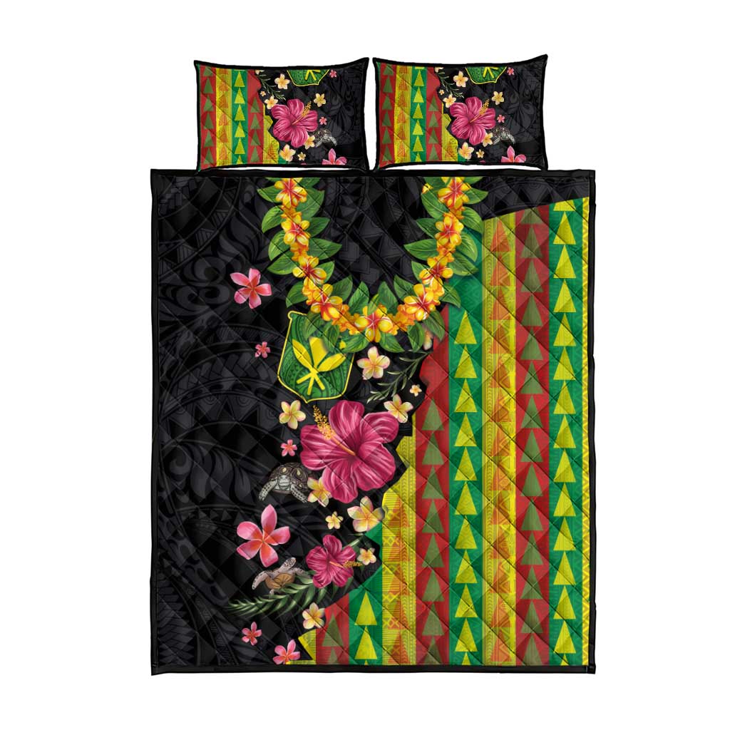 Hawaiian Independence Day Quilt Bed Set Kanaka Maoli Symbols With Tapa Motifs and Tropical Plants LT03 - Polynesian Pride