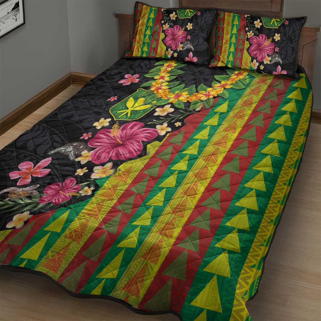 Hawaiian Independence Day Quilt Bed Set Kanaka Maoli Symbols With Tapa Motifs and Tropical Plants LT03 - Polynesian Pride