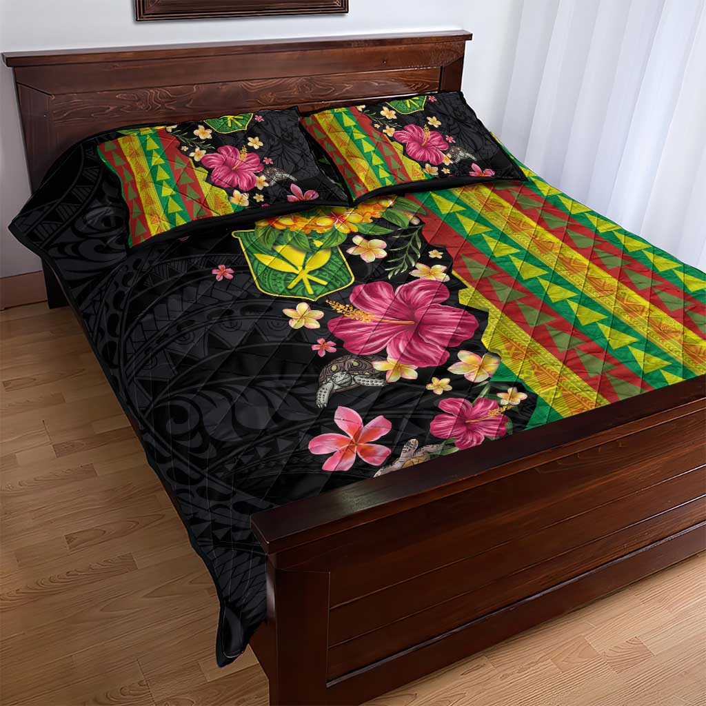 Hawaiian Independence Day Quilt Bed Set Kanaka Maoli Symbols With Tapa Motifs and Tropical Plants LT03 - Polynesian Pride