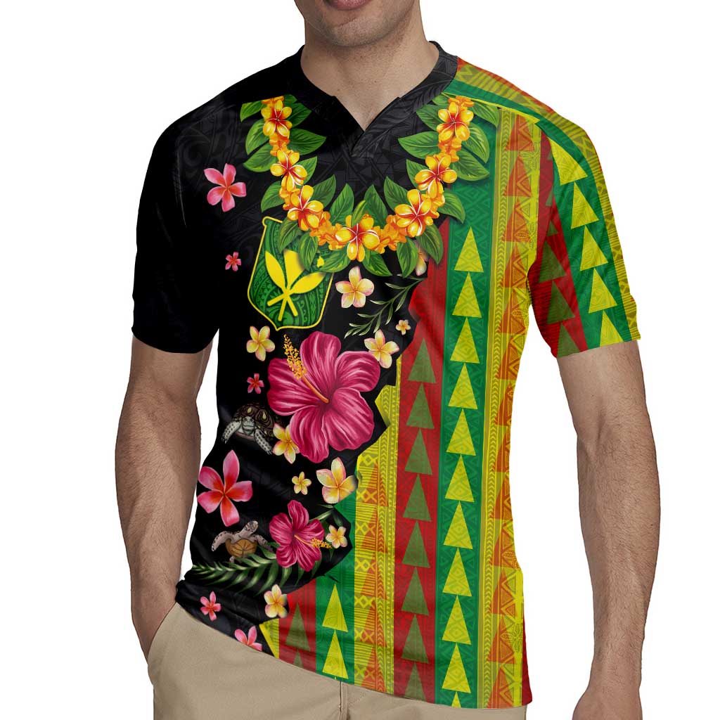 Hawaiian Independence Day Rugby Jersey Kanaka Maoli Symbols With Tapa Motifs and Tropical Plants LT03 - Polynesian Pride