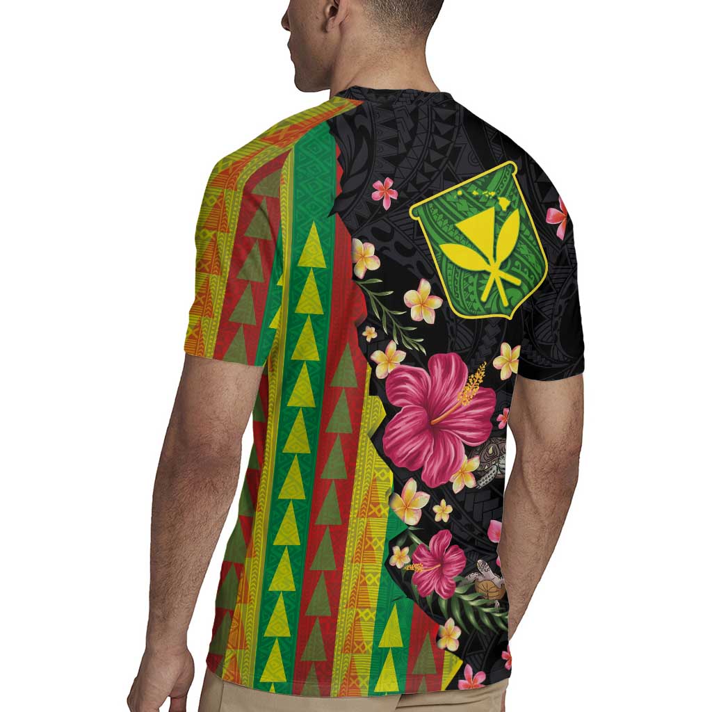 Hawaiian Independence Day Rugby Jersey Kanaka Maoli Symbols With Tapa Motifs and Tropical Plants LT03 - Polynesian Pride