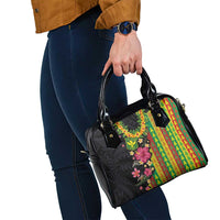 Hawaiian Independence Day Shoulder Handbag Kanaka Maoli Symbols With Tapa Motifs and Tropical Plants LT03 - Polynesian Pride