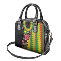 Hawaiian Independence Day Shoulder Handbag Kanaka Maoli Symbols With Tapa Motifs and Tropical Plants LT03 - Polynesian Pride