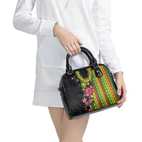 Hawaiian Independence Day Shoulder Handbag Kanaka Maoli Symbols With Tapa Motifs and Tropical Plants LT03 - Polynesian Pride