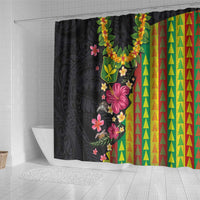 Hawaiian Independence Day Shower Curtain Kanaka Maoli Symbols With Tapa Motifs and Tropical Plants LT03 - Polynesian Pride