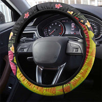 Hawaiian Independence Day Steering Wheel Cover Kanaka Maoli Symbols With Tapa Motifs and Tropical Plants LT03 - Polynesian Pride