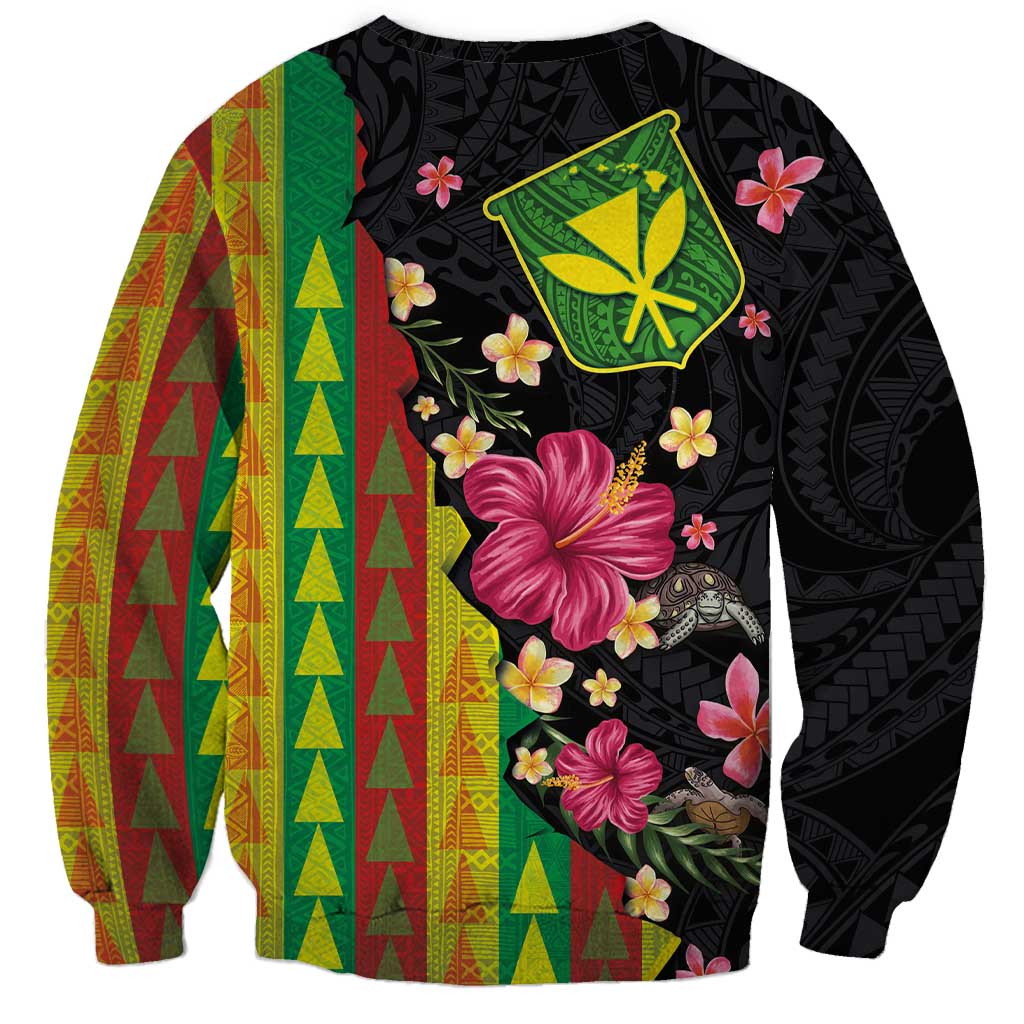 Hawaiian Independence Day Sweatshirt Kanaka Maoli Symbols With Tapa Motifs and Tropical Plants LT03 - Polynesian Pride