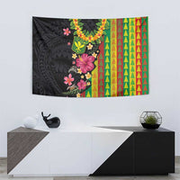 Hawaiian Independence Day Tapestry Kanaka Maoli Symbols With Tapa Motifs and Tropical Plants LT03 - Polynesian Pride