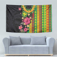 Hawaiian Independence Day Tapestry Kanaka Maoli Symbols With Tapa Motifs and Tropical Plants LT03 - Polynesian Pride