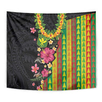 Hawaiian Independence Day Tapestry Kanaka Maoli Symbols With Tapa Motifs and Tropical Plants LT03 - Polynesian Pride