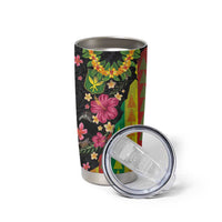 Hawaiian Independence Day Tumbler Cup Kanaka Maoli Symbols With Tapa Motifs and Tropical Plants LT03 - Polynesian Pride
