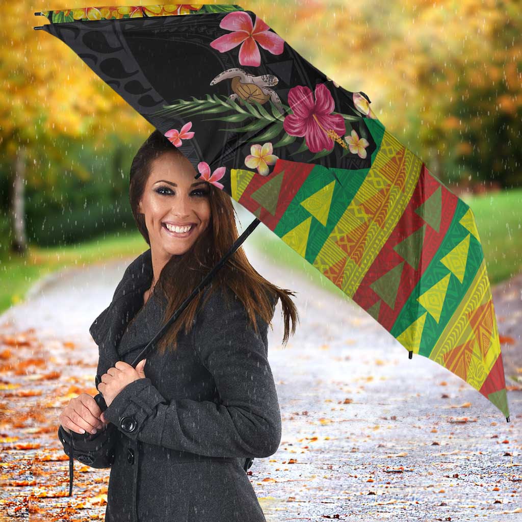 Hawaiian Independence Day Umbrella Kanaka Maoli Symbols With Tapa Motifs and Tropical Plants LT03 - Polynesian Pride